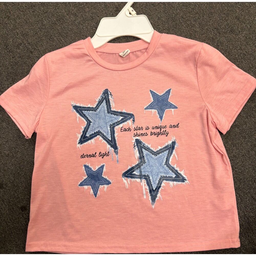 SHEIN Pink Star Graphic T-Shirt Size 10Y